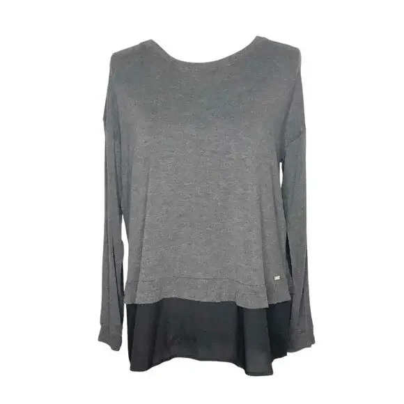 Calvin Klein Top Gray Black Layered Look Tulip Back XS - Picture 1 of 7